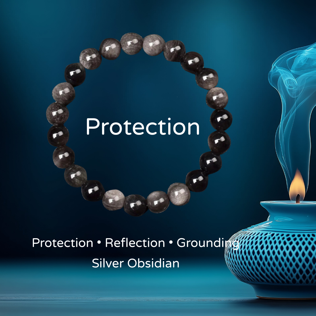 Silver Obsidian – Protection Bracelet (8mm Beads)
