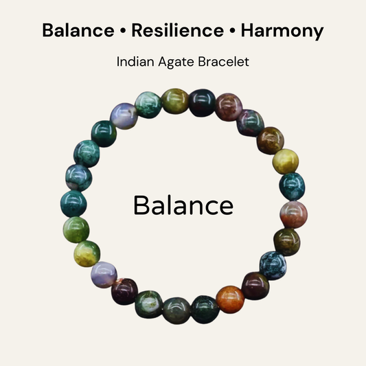 Indian Agate – Balance Bracelet (8mm Beads)