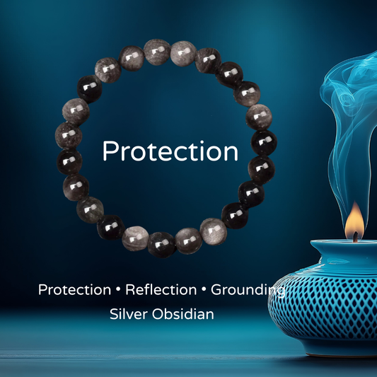 Silver Obsidian – Protection Bracelet (8mm Beads)