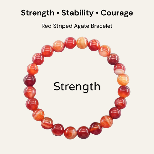 Red Striped Agate – Strength Bracelet (8mm Beads)