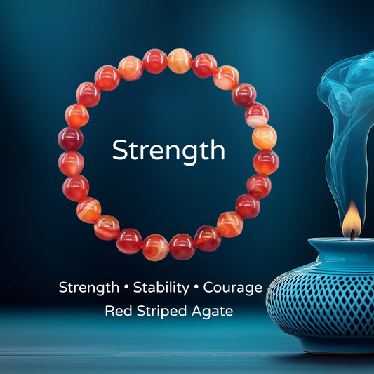 Red Striped Agate – Strength Bracelet (8mm Beads)