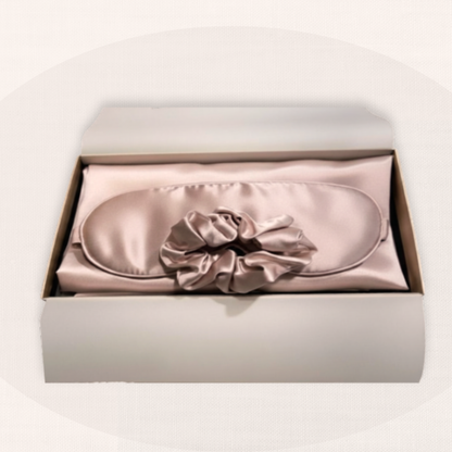 Silk Sleep Ritual Set – 100% Mulberry Silk Pillowcase, Eye Mask & Hair Tie